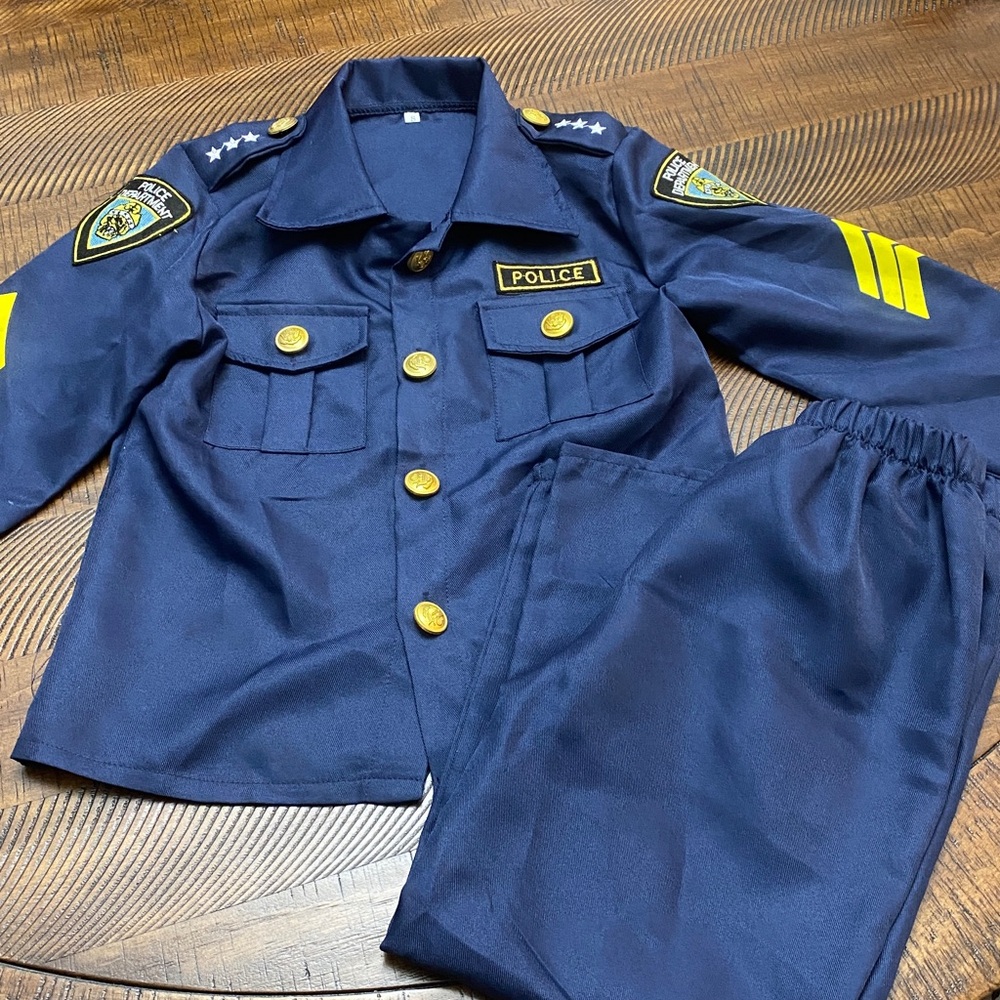 Navy Blue Police Costume Set Boys 4/5 (Small)